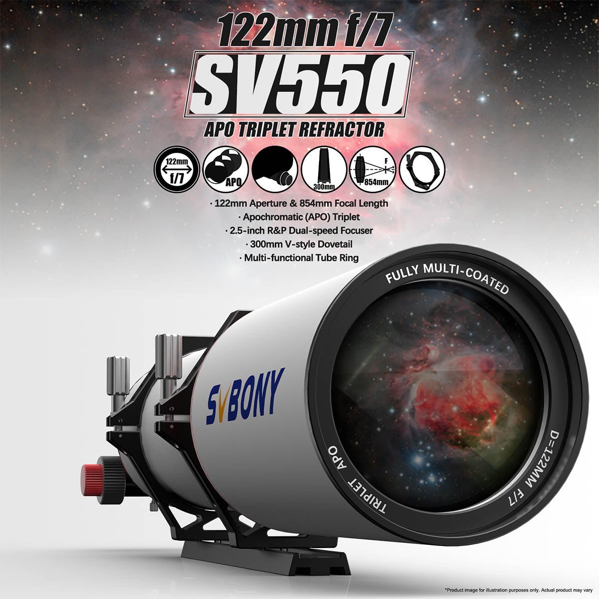 SVBONY SV550 122mm Triplet APO Refractor Telescope.
