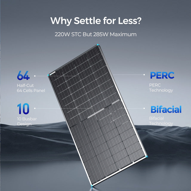 Renogy 12Volt 220W Rigid Solar Panel (Bifacial) 1 Panel