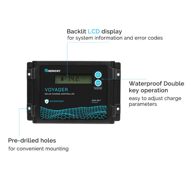 Renogy Voyager 12V 10A Waterproof PWM Charge Controller