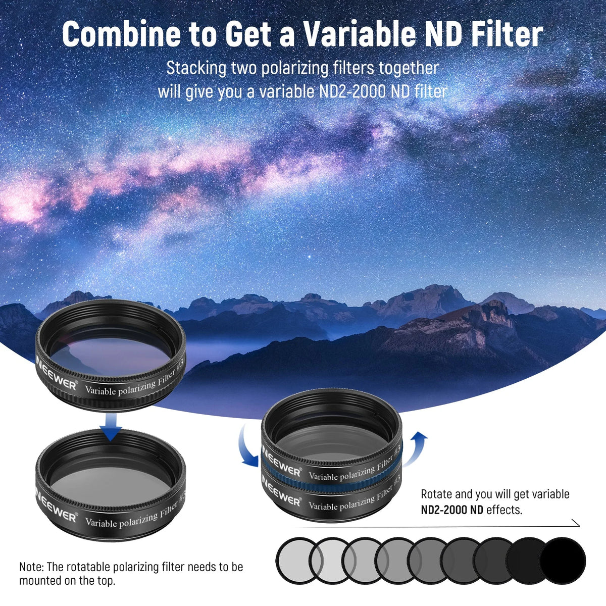 Neewer 1.25” Telescope Eyepiece Filter Set (10 Pack)