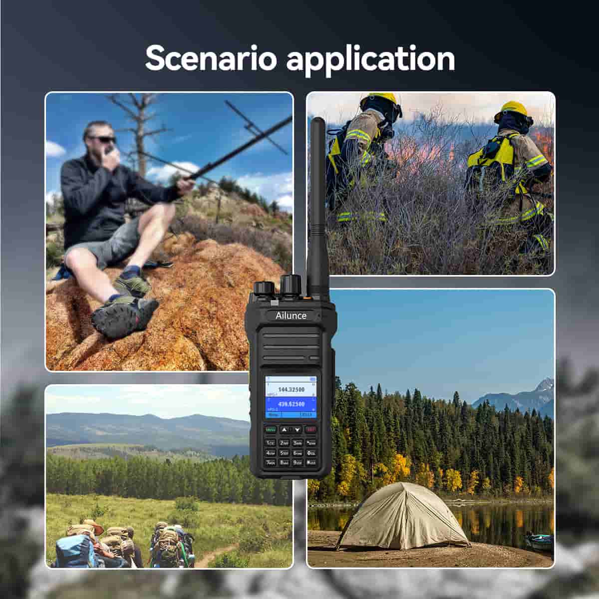 Ailunce HA1UV Dual Band Waterproof Two-Way Radio – VHF/UHF 5W IP67 with SMA-M Antenna – Dark Clear Skies UK