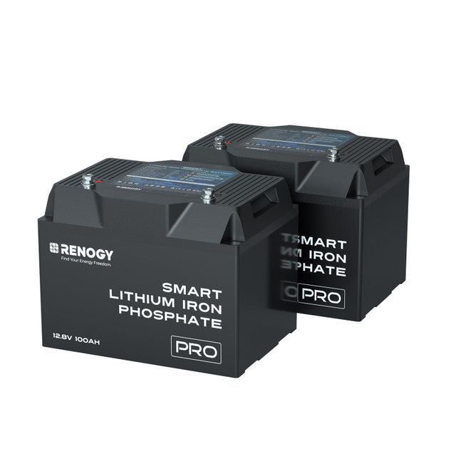 Renogy PRO Series 12Volt 100Ah Smart Lihtium Iron Phosphate Battery w/Self-Heating (5000 Cycles) 7 Year Warranty 2 Battery