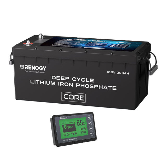 Renogy CORE Series 12Volt 300Ah Lithium Iron Phosphate Battery w/ Self-Heating 1 Battery W Battery Monitor