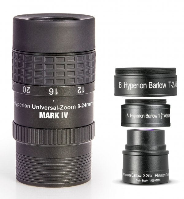 MARK IV Hyperion Universal Zoom 8-24 mm eyepiece & Baader Hyperion Zoom Barlow lens 2.25x mag