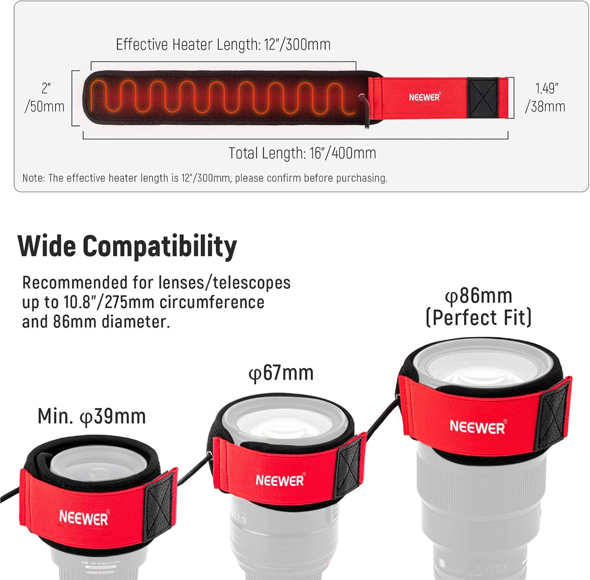 Neewer Lens Warmer Red