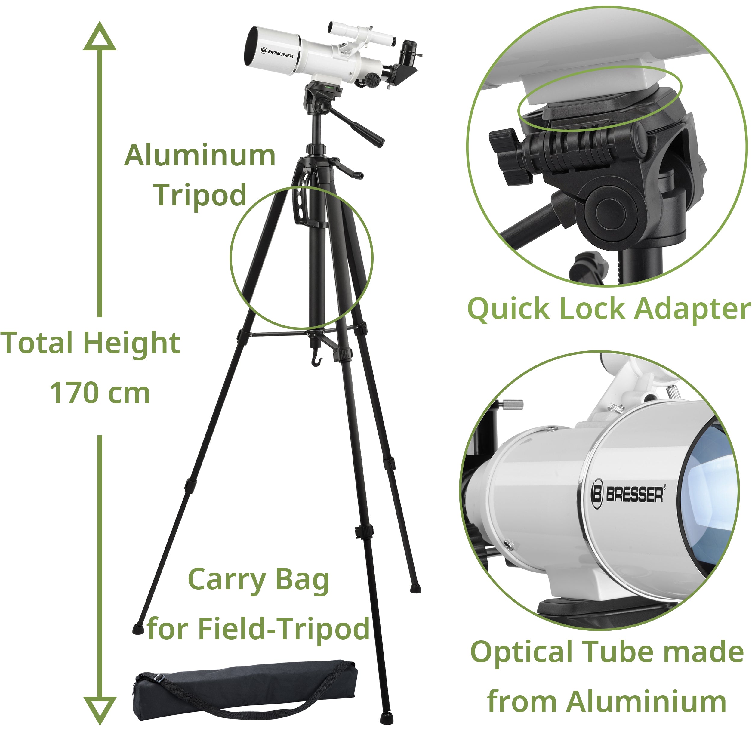 BRESSER Classic 70/350 Refractor Telescope – Compact Travel Telescope for Nature & Astronomy