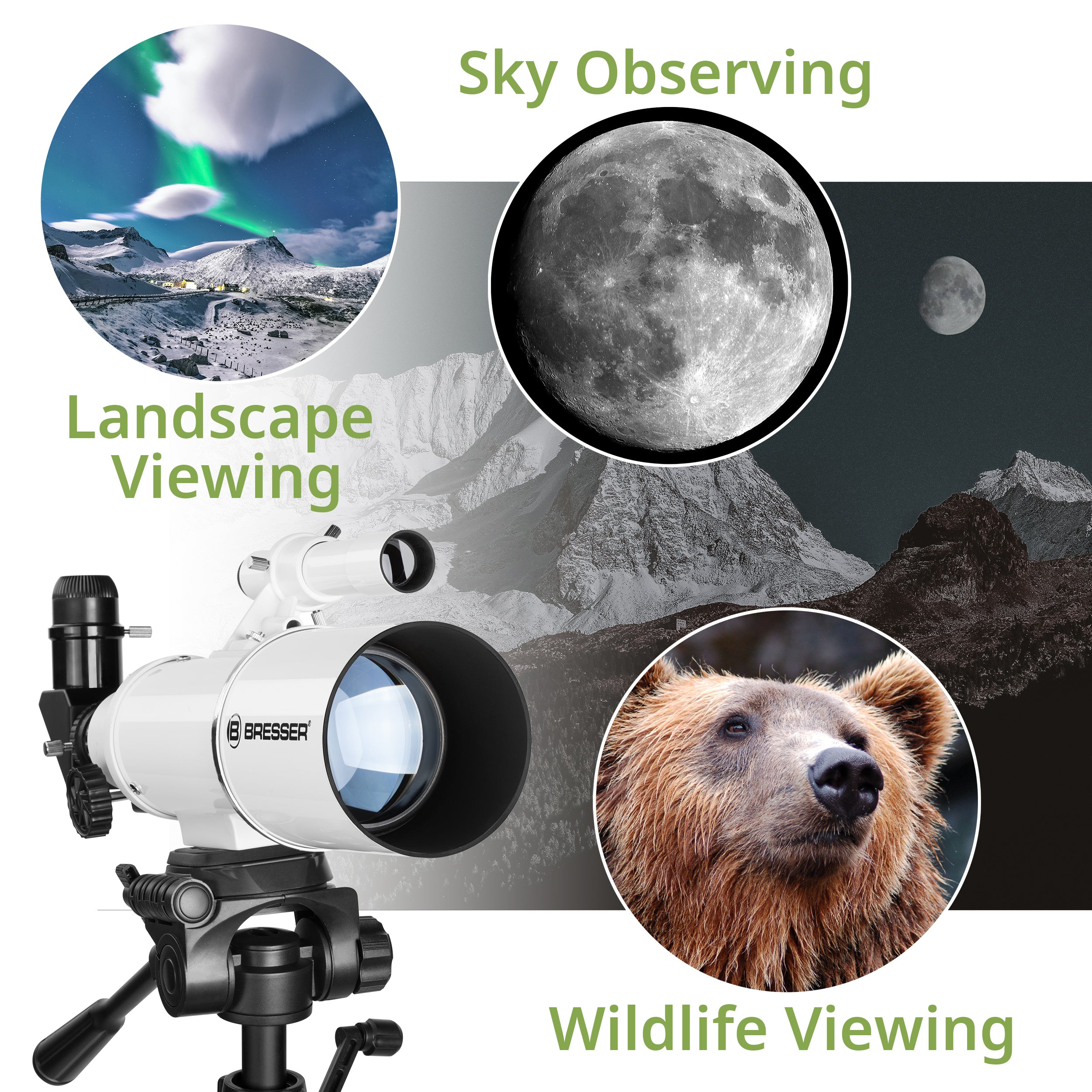 BRESSER Classic 70/350 Refractor Telescope – Compact Travel Telescope for Nature & Astronomy