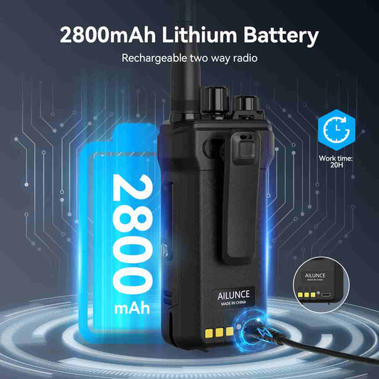 Ailunce HA1UV Dual Band Waterproof Two-Way Radio – VHF/UHF 5W IP67 with SMA-M Antenna – Dark Clear Skies UK