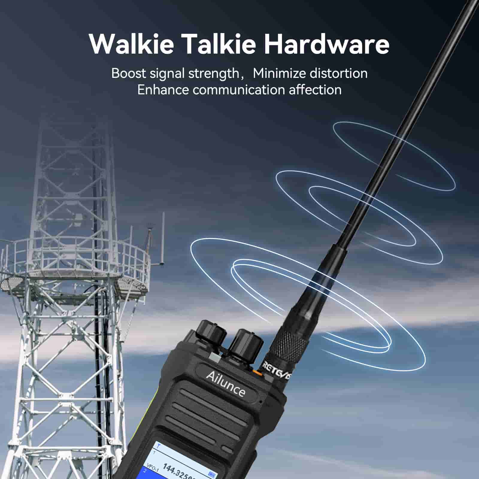 Ailunce HA1UV Dual Band Waterproof Two-Way Radio – VHF/UHF 5W IP67 with SMA-M Antenna – Dark Clear Skies UK