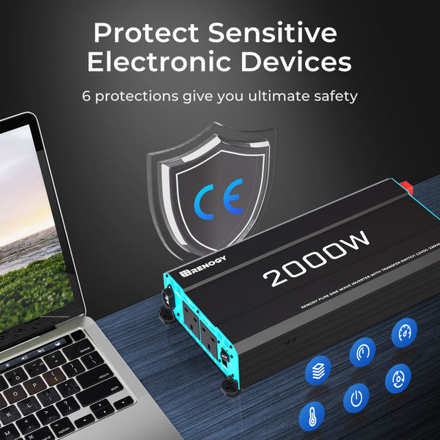 Renogy 2000W 12V to 230V/240V Pure Sine Wave Inverter (with UPS)