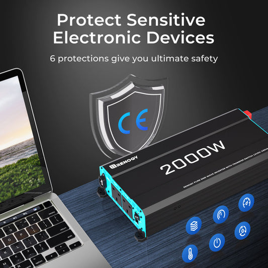 Renogy 2000W 12V to 230V/240V Pure Sine Wave Inverter (with UPS)