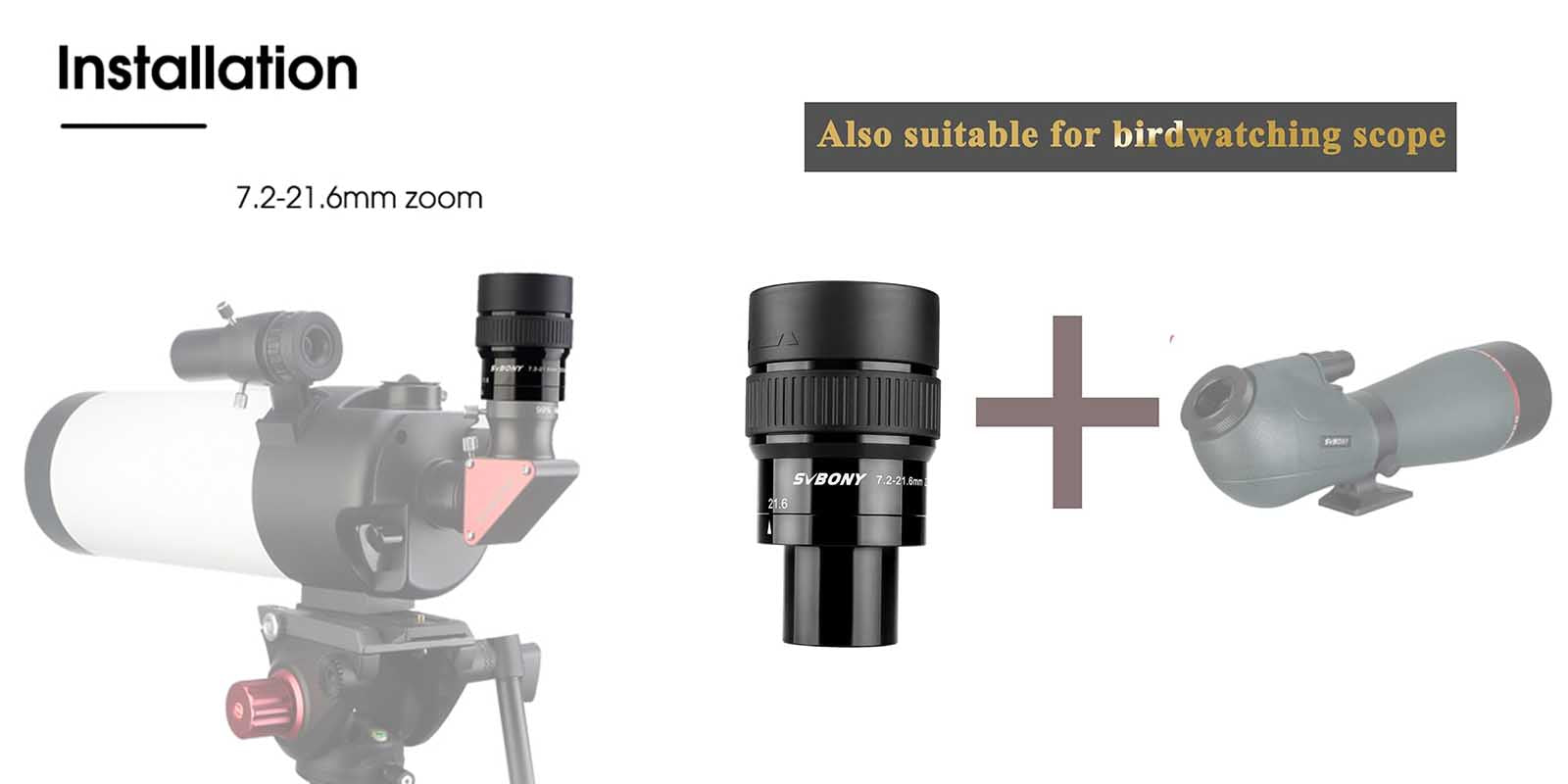SVBONY SV191 Zoom Telescope Eyepiece Super Wide Angle installation