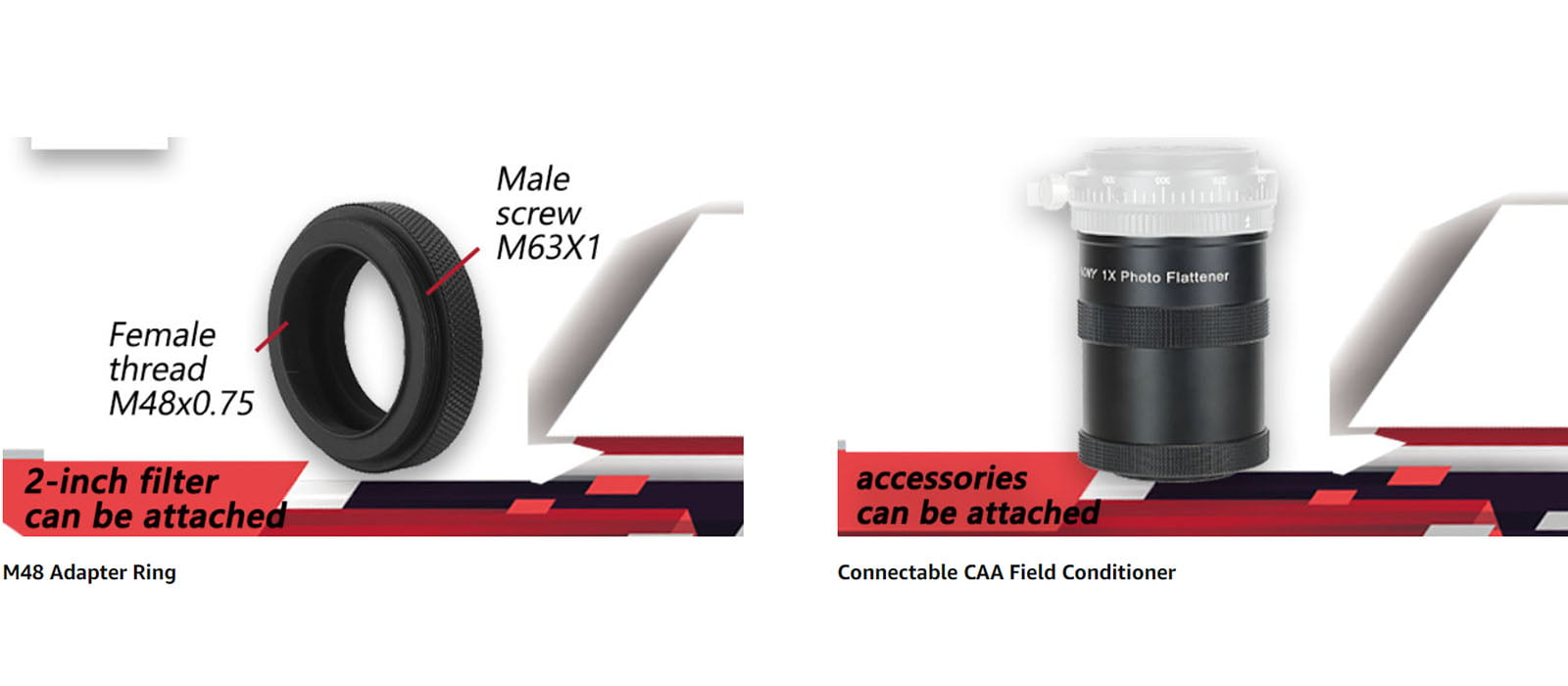 SVBONY SV209 Field Flattener 1.0x for SV550 80F6 showing adapter
