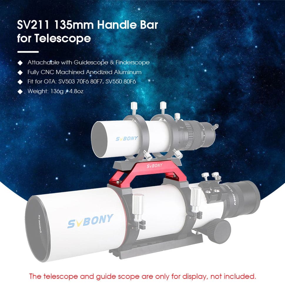 Svbony SV211 135mm Handle Bar for Telescope against a space-themed background