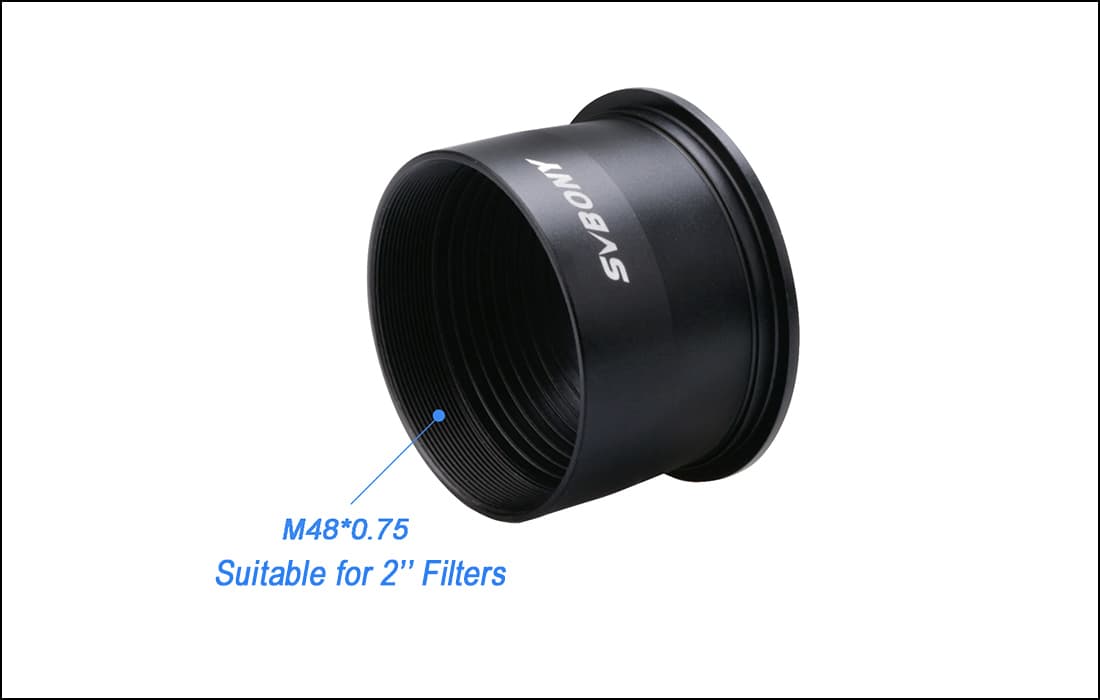 Svbony SV125 Black 2'' to T2 Camera Adapter on a white background