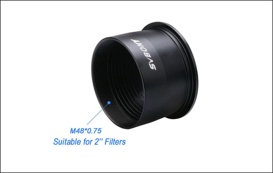 Svbony SV125 Black 2'' to T2 Camera Adapter on a white background