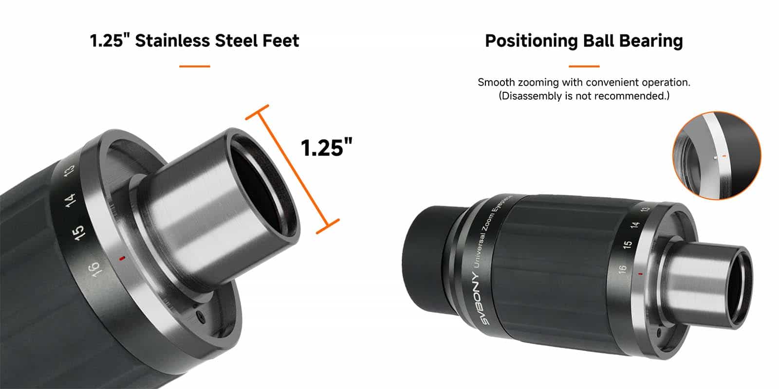Svbony SV245 zoom eyepiece 8-16mm feet