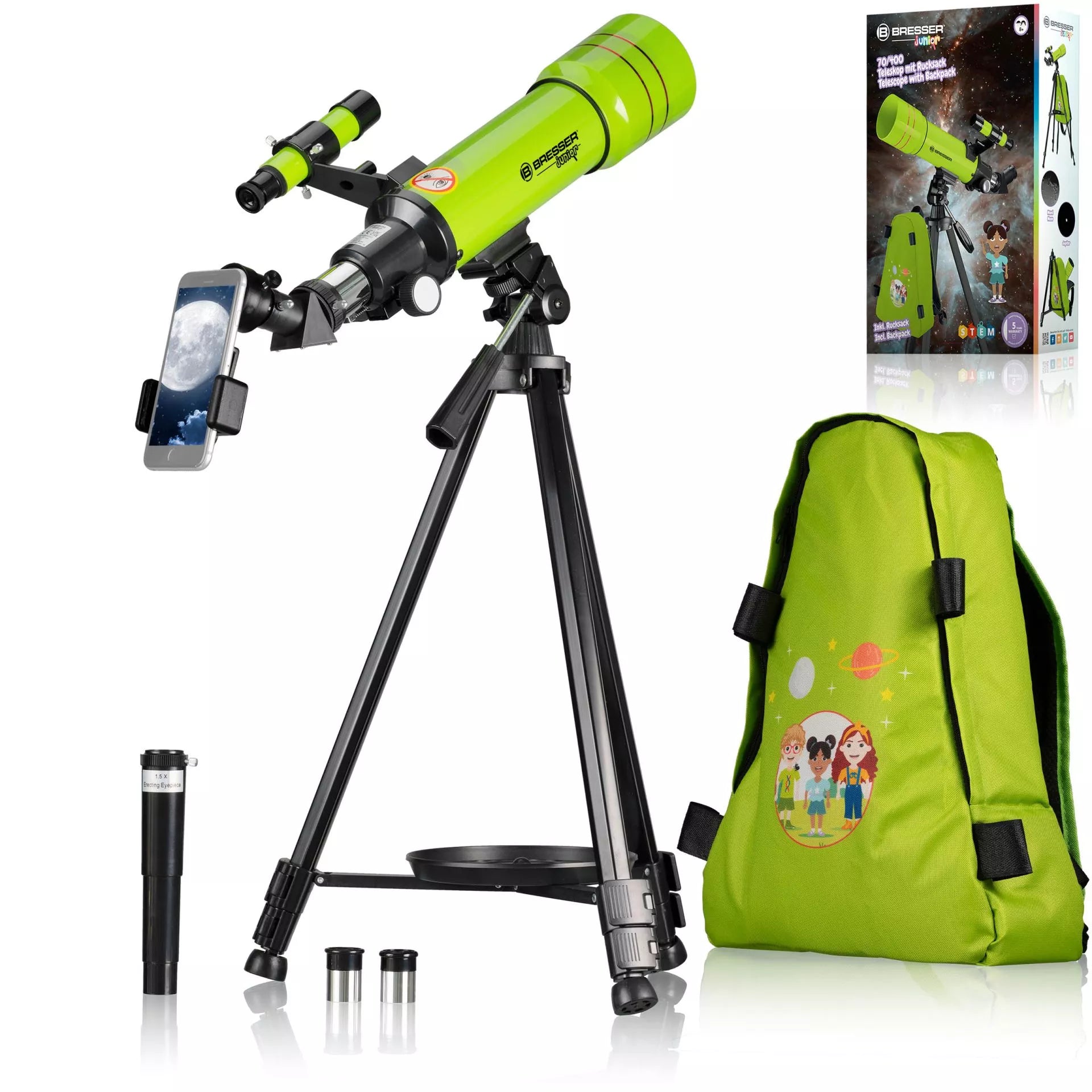 BRESSER JUNIOR 70/400 Refracting Telescope with Backpack for Kids – Dark Clear Skies UK