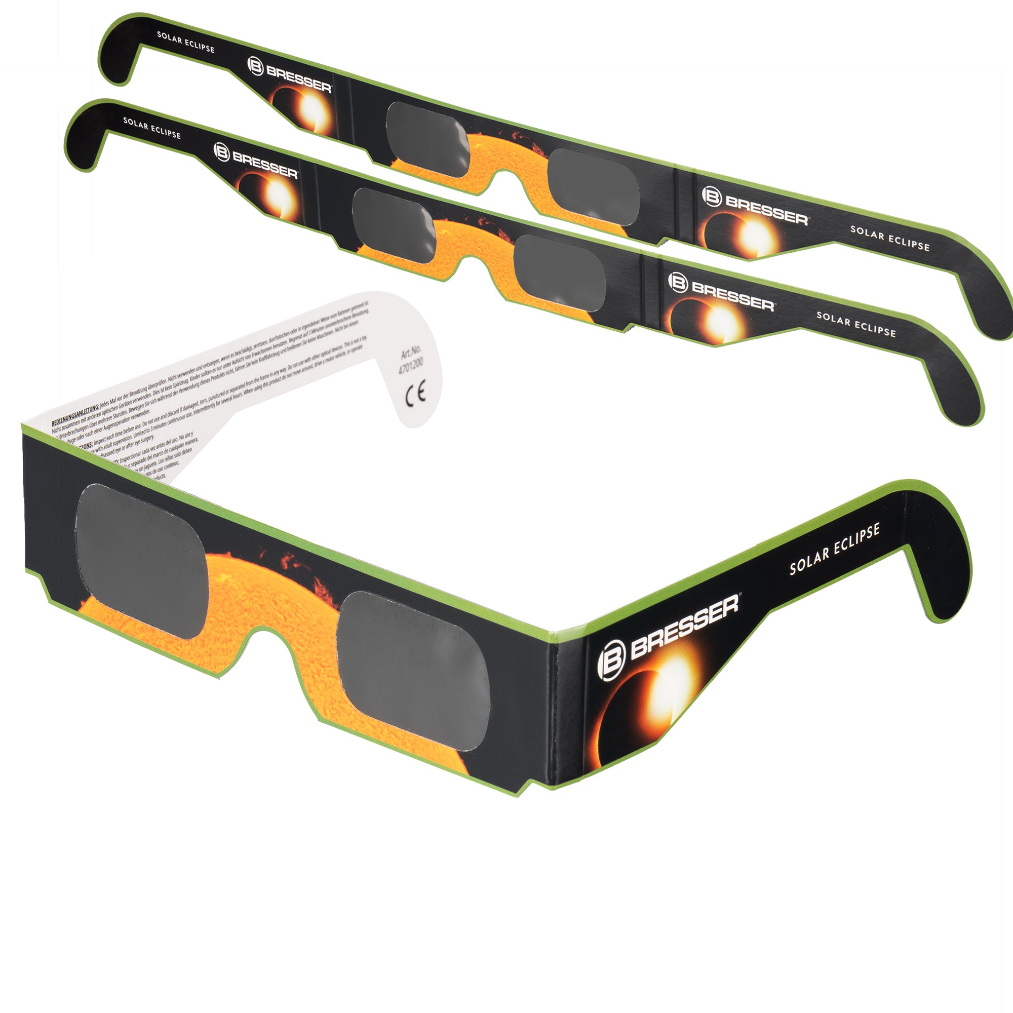 BRESSER Solar Eclipse Glasses (3 Pack) – Safe Solar Viewing – Dark Clear Skies UK