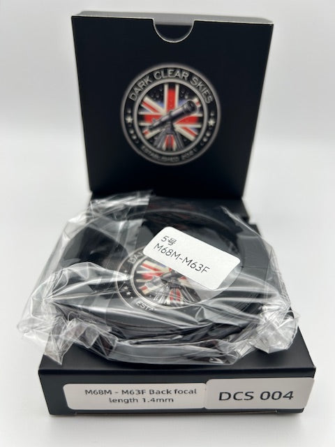 Dark Clear Skies M68M to M63F Fine Back Focus Spacer – 1.4mm