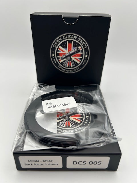 Dark Clear Skies M68M to M54F Fine Back Focus Spacer – 1.4mm