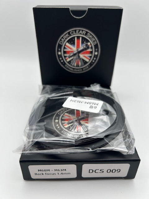 M68M to M63M Adapter – 1.4mm Back Focus | Dark Clear Skies