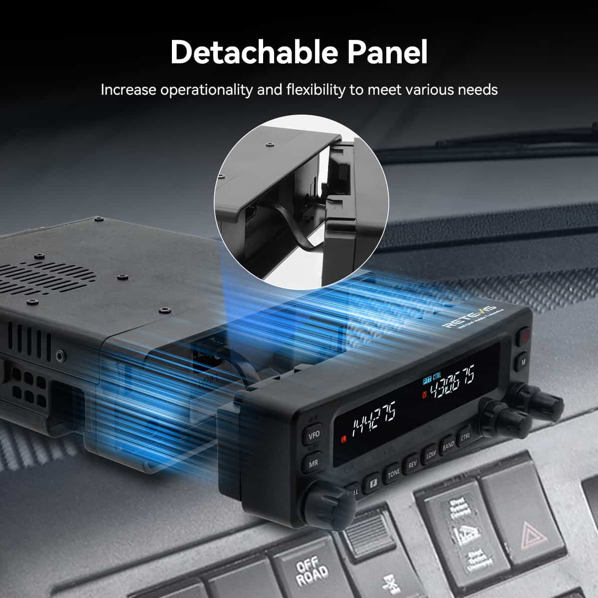 Retevis MA1 50W UHF/VHF Ham Radio with Detachable Panel