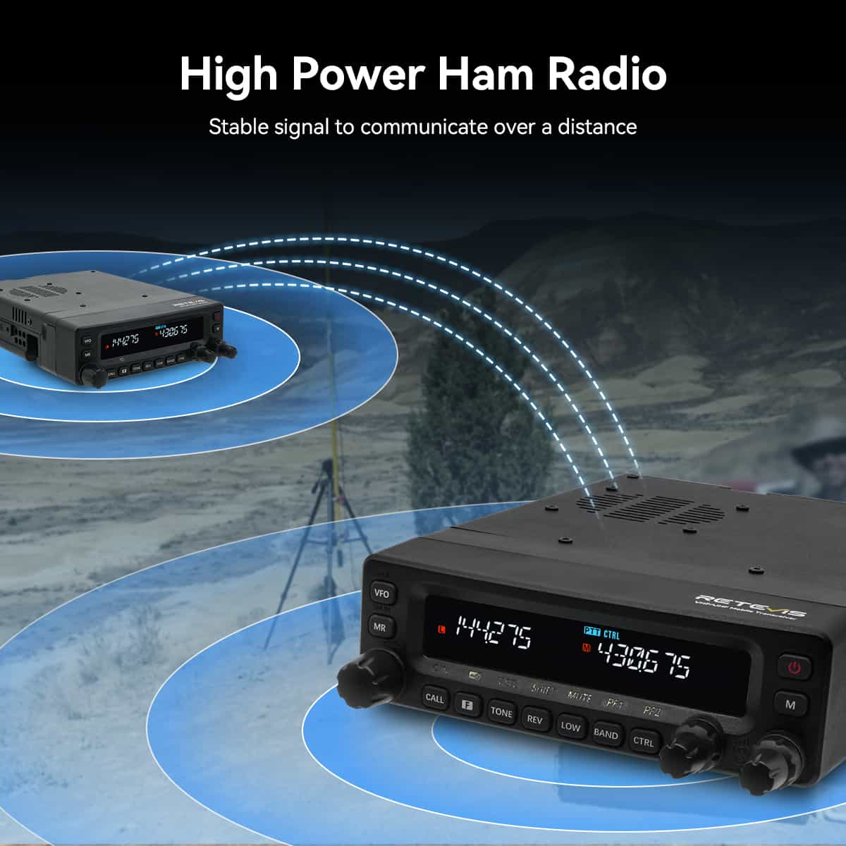 Retevis MA1 50W UHF/VHF Ham Radio with Detachable Panel – Dark Clear Skies UK