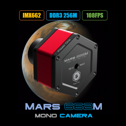MARS 662M Mono Camera with specifications on a space-themed background.