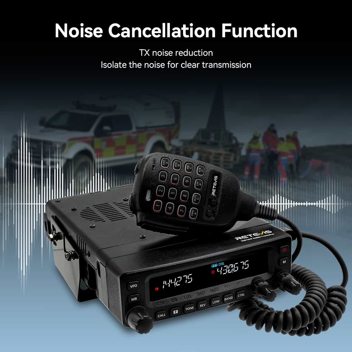 Retevis MA1 50W UHF/VHF Ham Radio with Detachable Panel – Dark Clear Skies UK