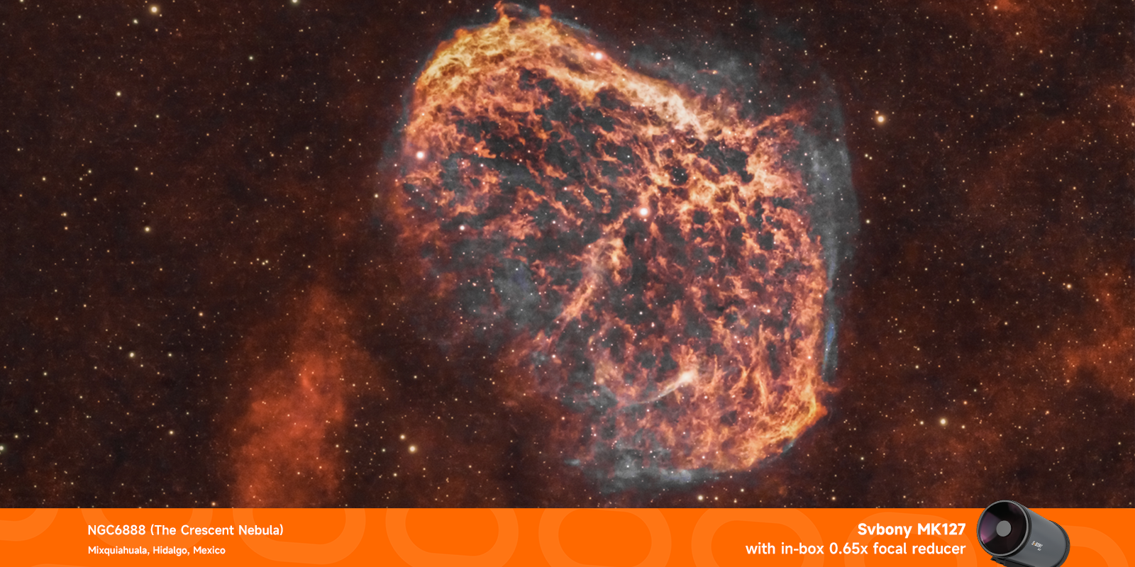 NGC 6888 Crescent Nebula captured using the SVBONY MK127 Maksutov telescope
