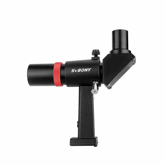 SV182 6x30 Right-Angle Finder Scopewith red accent on a white background, featuring the brand 'SvBony'.
