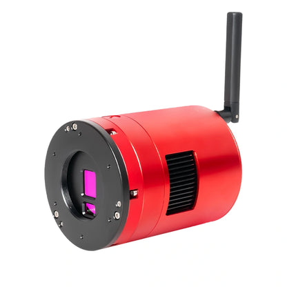 ZWO ASI585MC Air camera front angle with visible sensor and antenna