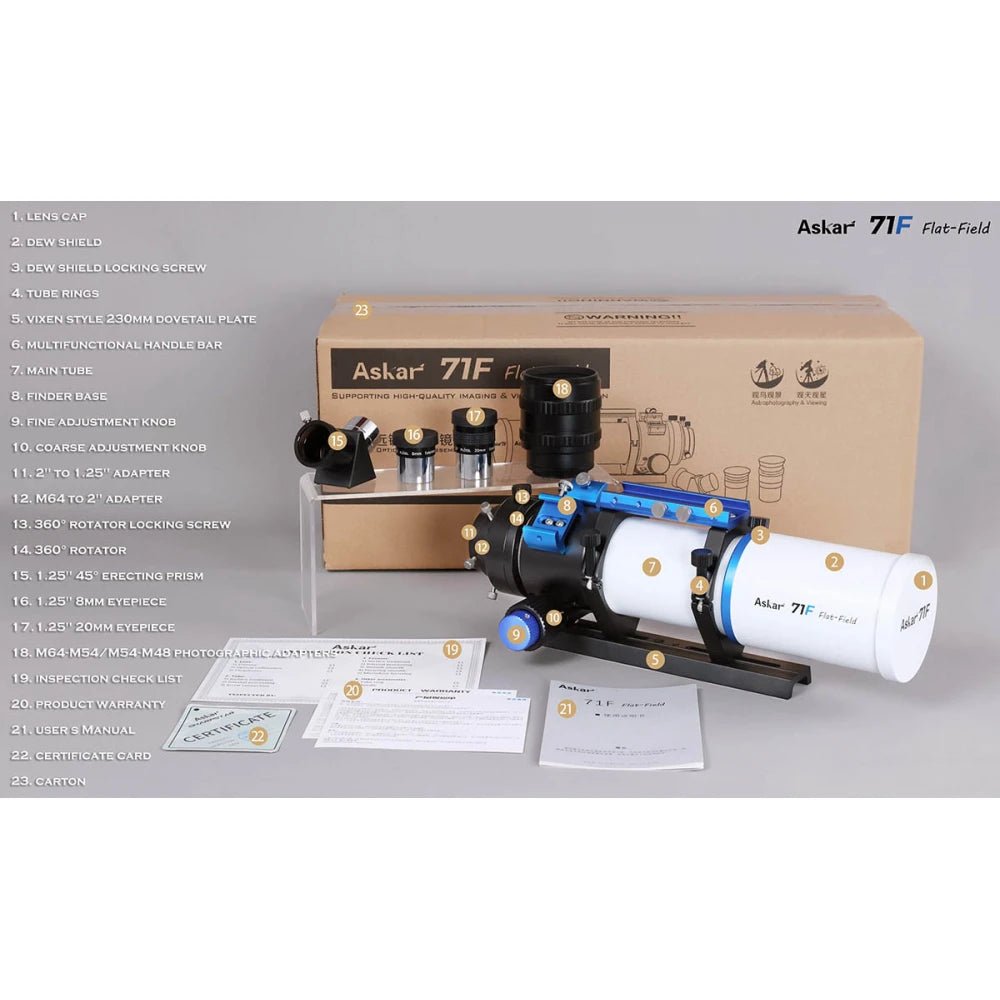 ASKAR 71F Quadruplet Flatfield APO Telescope