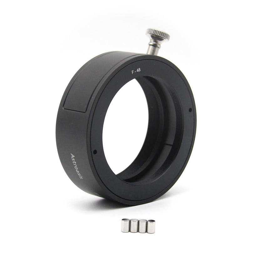 Astroasis filter drawer with F-48 adapter shown with included magnetic pins for secure filter holding
