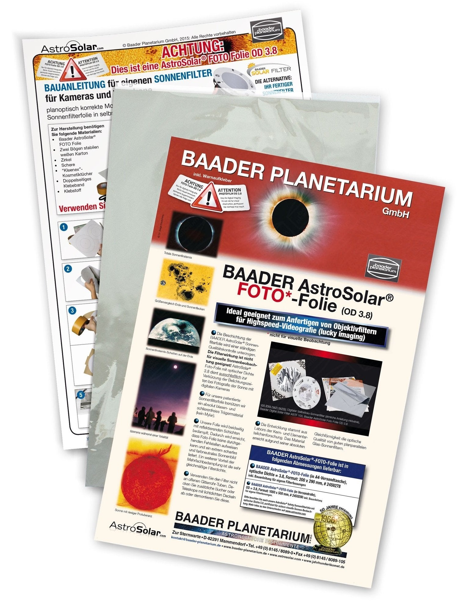 Baader AstroSolar Photo Film OD 3.8, 20×30 cm for Solar Imaging