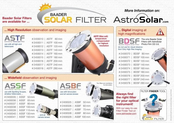 Baader ASSF Solar Filter OD 5.0 (50mm–150mm) for Spotting Scopes