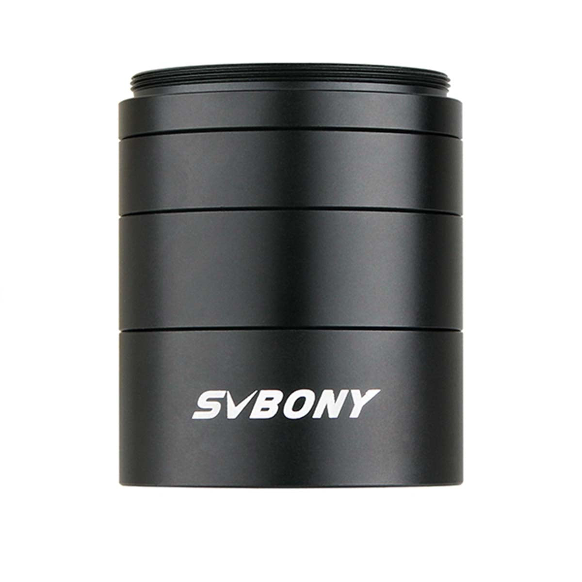 Black SVBONY lens on a white background