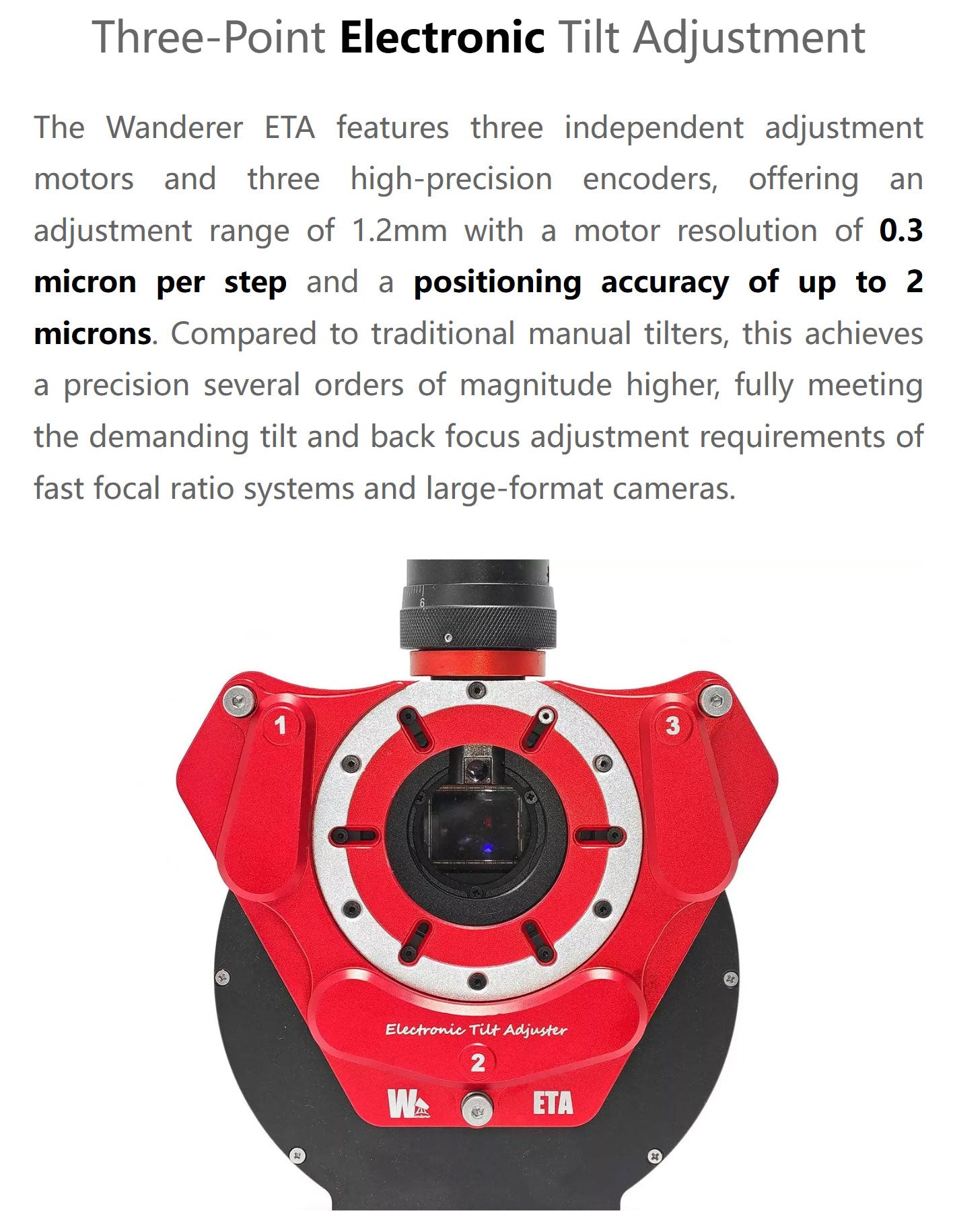 Wanderer Astro Electronic Tilt Adjuster M54 - Dark Clear Skies