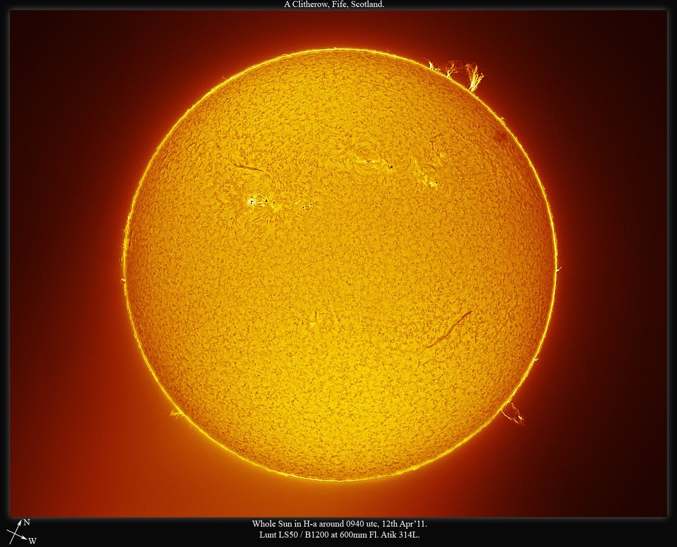 LUNT LS50FHa B1200d2 H-alpha Solar Filter - Detailed Solar Observation