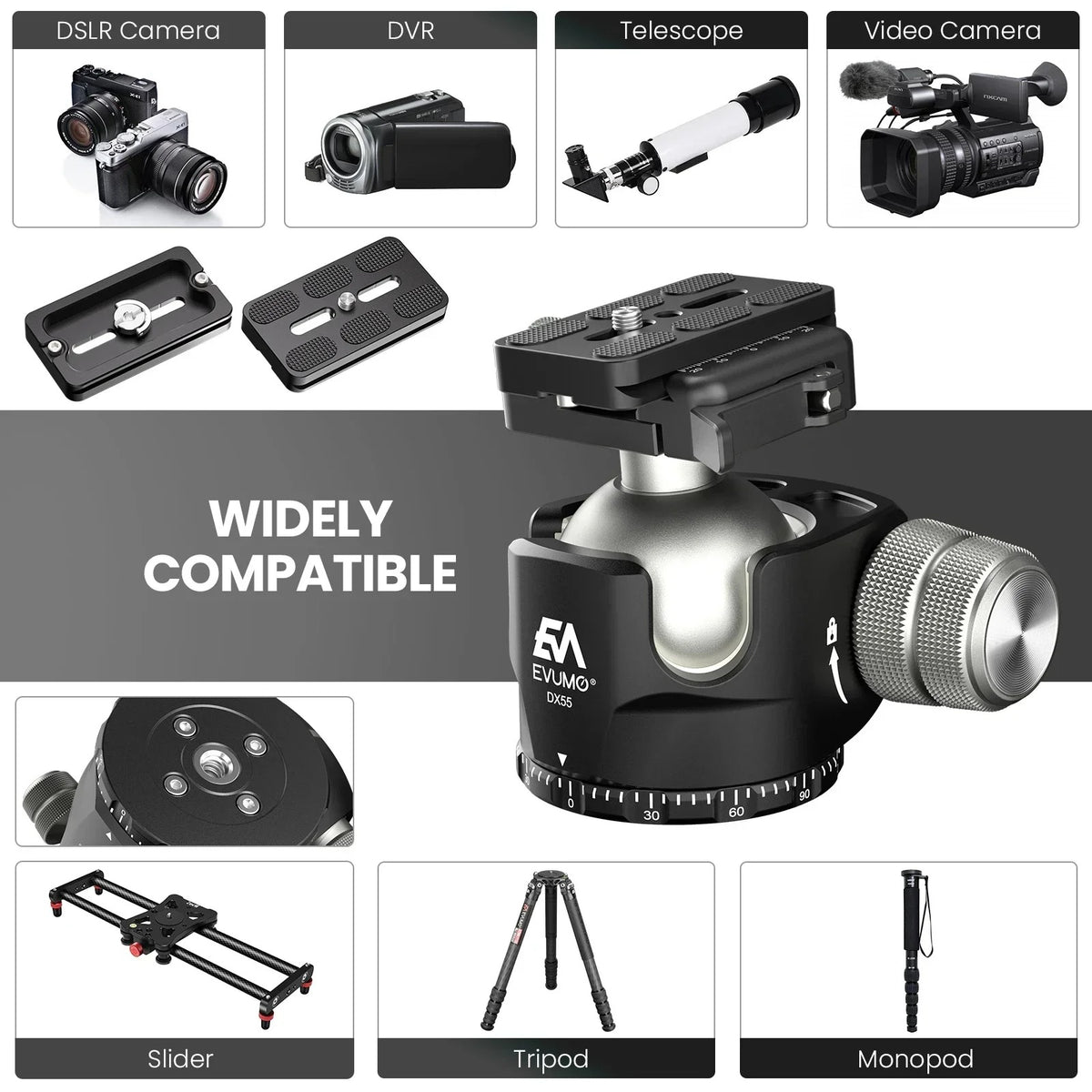 EVUMO DX55-P Professional Ballhead