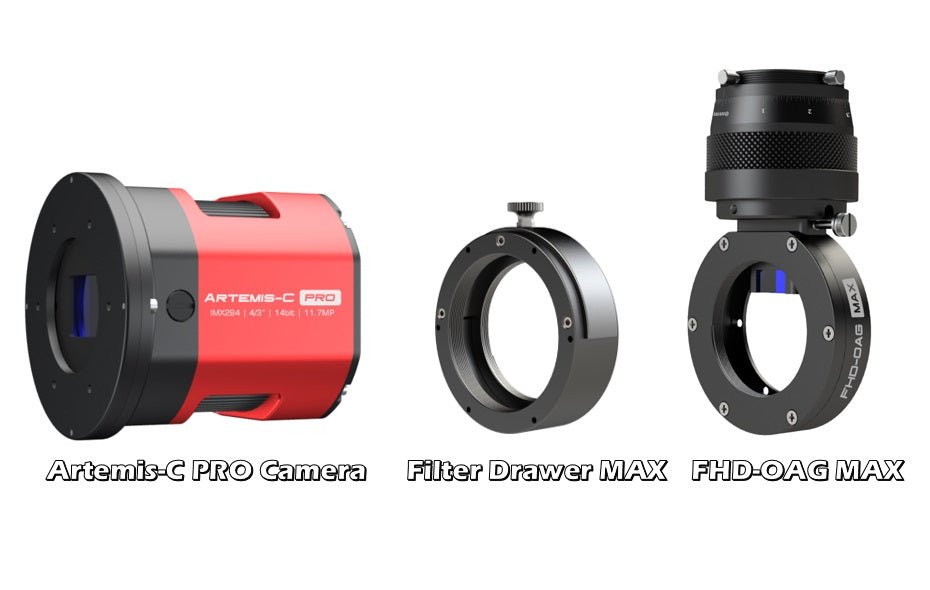 Player One Artemis-C Pro (IMX294) USB3.0 Color Cooled Camera Camera + Filter Drawer MAX + FHD-OAG MAX