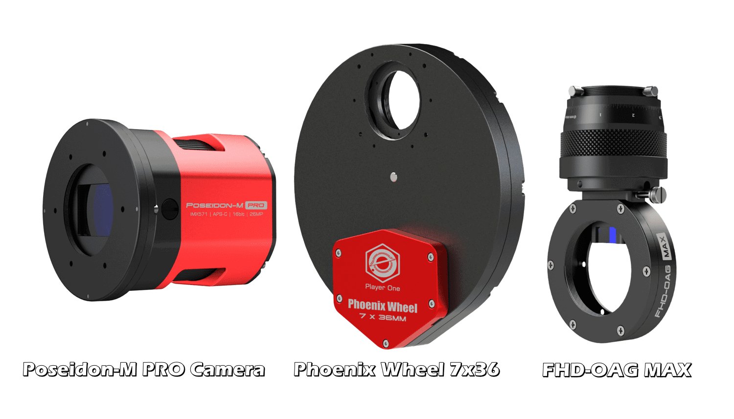 Player One Poseidon-M Pro (IMX571) Cooled Camera Camera + Phoenix Wheel 7x36 + FHD-OAG MAX