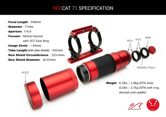 RedCat 71 APO 350mm f/4.9 Astrograph Telescope