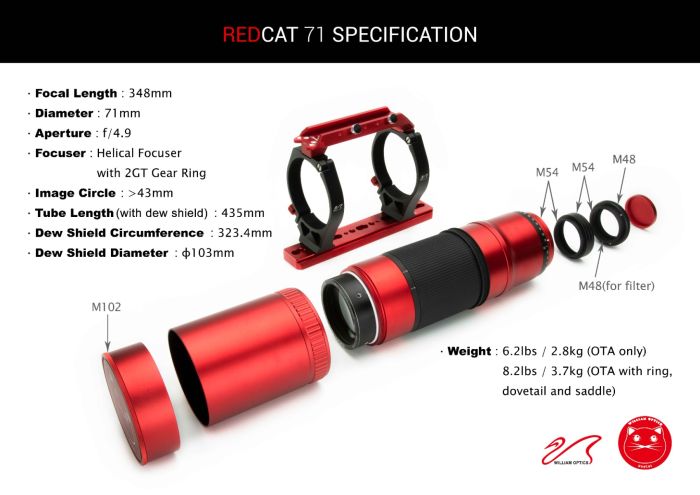 RedCat 71 APO 350mm f/4.9 Astrograph Telescope