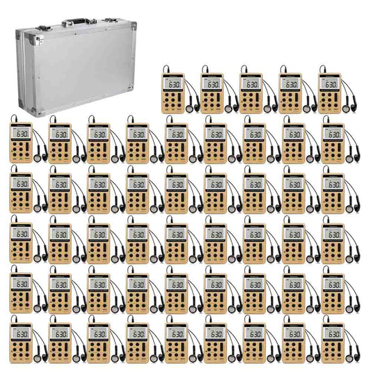 Retekess 50pcs V112 Pocket AM FM Radio with Carry Case Golden