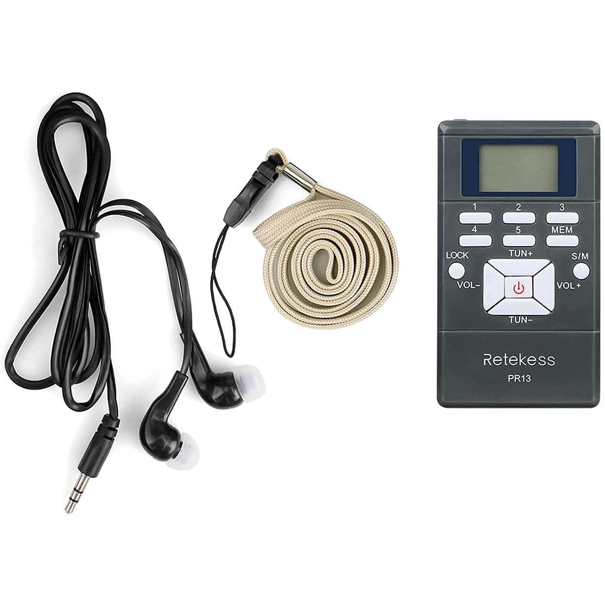 Retekess PR13 FM Radio Portable Mini Stereo Radio with Earphones Battery Powered