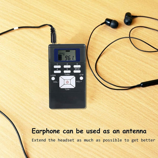 Retekess PR13 FM Radio Portable Mini Stereo Radio with Earphones Battery Powered