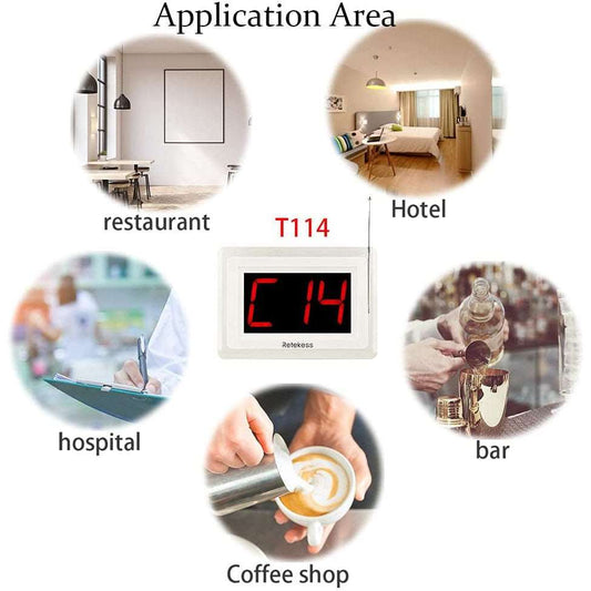 Retekess T114 Restaurant Pager, Wireless Call System IP67 Waterproof Starry Sky Design Button Voice Broadcast Prompt for Restaurant Bar