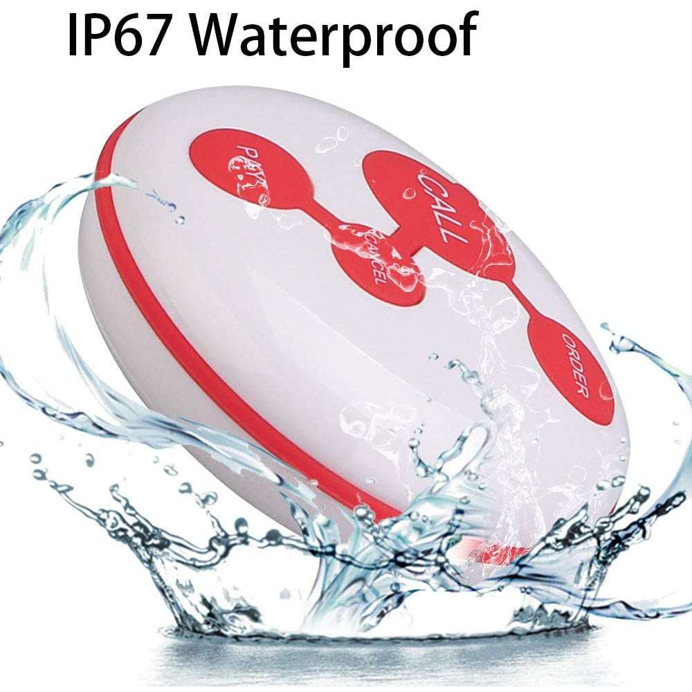 Retekess T114 Restaurant Pager, Wireless Call System IP67 Waterproof Starry Sky Design Button Voice Broadcast Prompt for Restaurant Bar